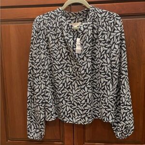 Loft v-neck leaf print blouse